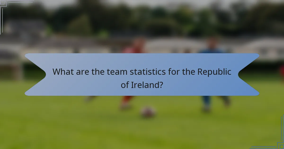 What are the team statistics for the Republic of Ireland?