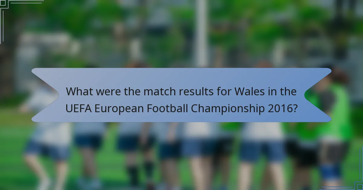 What were the match results for Wales in the UEFA European Football Championship 2016?